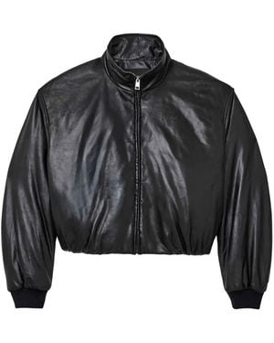 Purple Brand Zip-Up Leather Jacket - Black