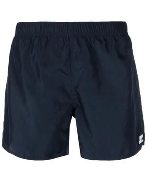 Courreges Logo-Patch Plain Swim Shorts - Blue