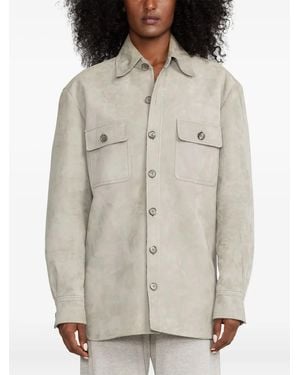 Ralph Lauren Veste En Daim À Poches Poitrine - Natural