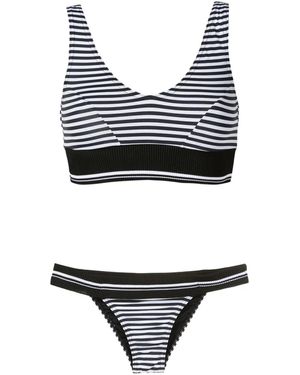 Amir Slama Striped Scoop-Neck Bikini - Black