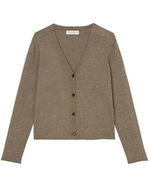 Marc O' Polo V-Neck Button-Up Cardigan - Brown