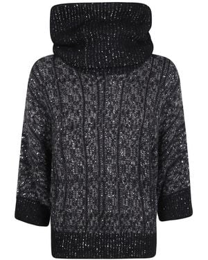 D.exterior Sequin-Embellished Roll-Neck Jumper - Grey