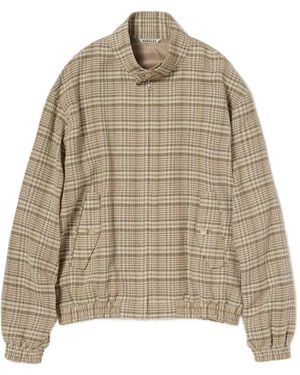 AURALEE Check Zip-Up Jacket - Natural