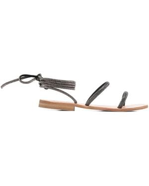 MC2 Saint Barth Round-Toe Wrap Flat Sandals - White