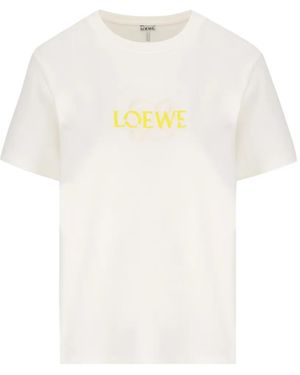 Loewe Camiseta Con Logo Bordado - Blanco