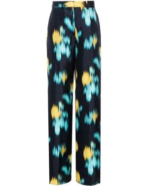 Lanvin Abstract-Print Wide-Leg Pants - Blue