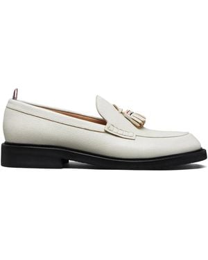 Thom Browne Pebble Grain-Leather Tassel-Detail Loafers - White