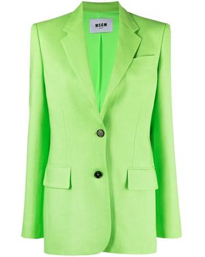 MSGM Single-Breasted Textured Blazer - Green