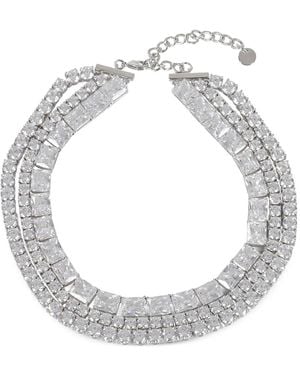 Self-Portrait Multi Crystal Chocker Necklace - White