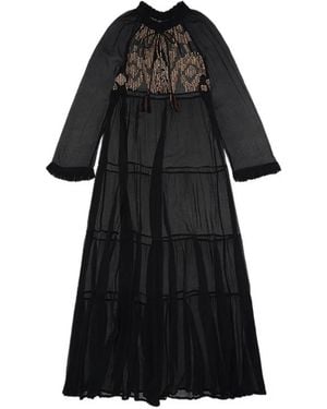 Fortela Robe Longue Arsia En Soie Brodée - Black