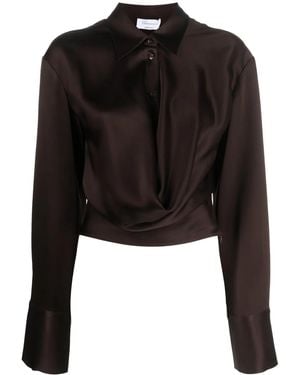 Blumarine ボタン クロップド サテンシャツ - ブラック