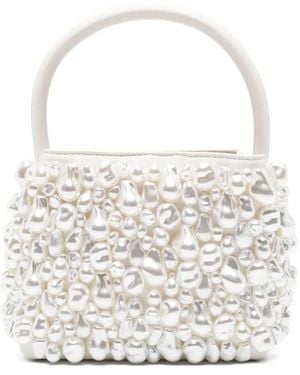 Cult Gaia Solene Pearl-Embellished Top Handle Bag - White