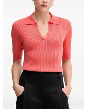 Benetton Ribbed Collar T-Shirt - Orange