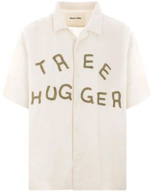 STORY mfg. Greetings Appliqué-Lettering Shirt - Natural