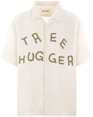 STORY mfg. Greetings Appliqué-Lettering Shirt - Natural