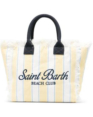 MC2 Saint Barth Striped Frayed Beach Bag - Metallic