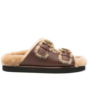 Chloé Leren Slippers - Bruin