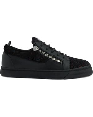 Giuseppe Zanotti Zip-Detail Glitter Low-Top Trainers - Black