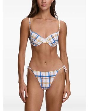 Polo Ralph Lauren Ricky Smocked-Check Bikini - Blue