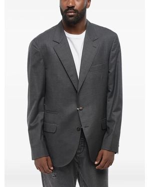 Brunello Cucinelli Blazer Boutonné À Poches À Rabat - Grey