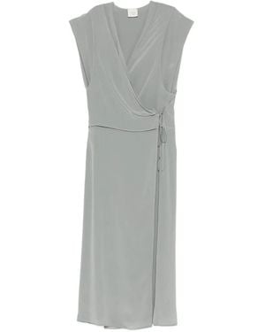 Alysi Robe Mi-Longue À Col V - Grey