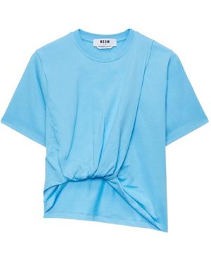 MSGM Twisted-Detail T-Shirt - Blue