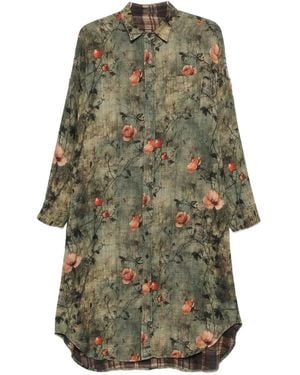 R13 Jumo Chequered Midi Dress - Green