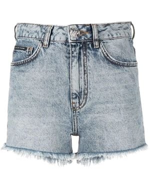 Philipp Plein Embellished-Logo Detail Shorts - Blue