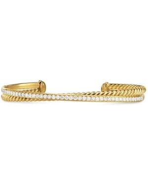 David Yurman 18Kt Crossover Two Row Diamond Bracelet (6Mm) - Metallic