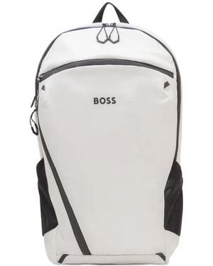 BOSS Faux-Leather Backpack With Reflective Details - White
