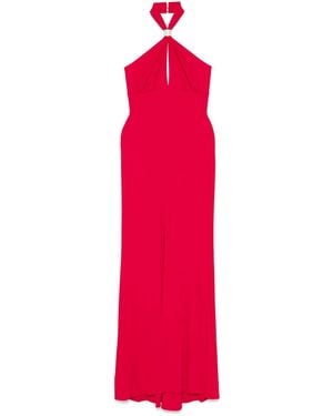 Elisabetta Franchi Halterneck Jersey Maxi Dress - Red