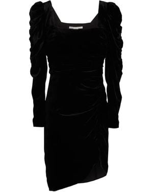 Veronica Beard Toki Ruched Velvet Mini Dress - Black