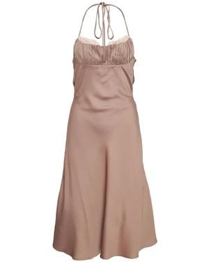 KENZIE KLAMBIE Halterneck Lace-Trim Midi Dress - Natural