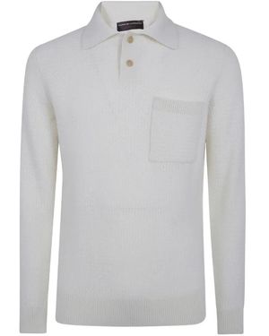 FILIPPO DE LAURENTIIS Waffle-Knit Chest-Pocket Polo Shirt - Grey