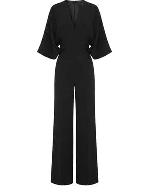 Gemy Maalouf V-Neck Cape-Sleeve Jumpsuit - Black