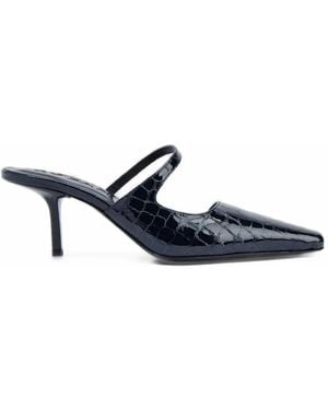 BY FAR Serena Crocodile-Embossed Leather Mules - White