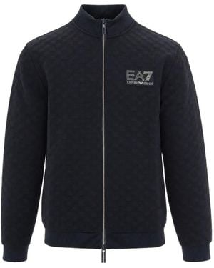 EA7 Textured Zip-Up Sweatshirt - Blue