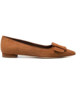 Manolo Blahnik Maysale Flat Court Shoes - Brown