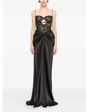 Nissa Lace-Panel Sequin-Embellished Maxi Dress - Black