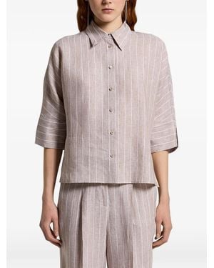 Peserico Striped Buttoned Shirt - Natural