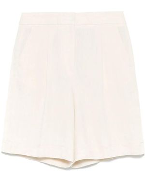 Peserico Pleated Linen Shorts - Natural