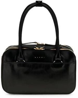 Marni Boxyne Leather Tote Bag - Black