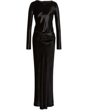 Alberta Ferretti Satin Long Dress - Black