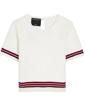 B.B. Wallace Striped-Trim T-Shirt - White