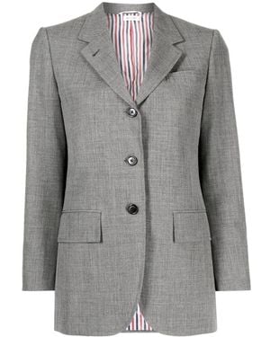 Thom Browne Blazer Monopetto Con Bottoni Goffrati - Grigio