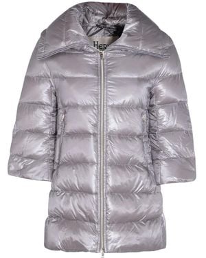 Herno Quilted Three-Quarter-Sleeve Coat - Gray
