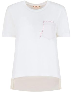 Marni Cotton T-Shirt With Embroidered Logo - White
