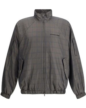 Balenciaga Giacca A Quadri Con Zip - Grigio