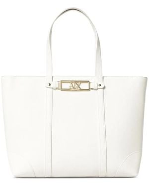 ARMANI EXCHANGE Logo-Plaque Tote Bag - White