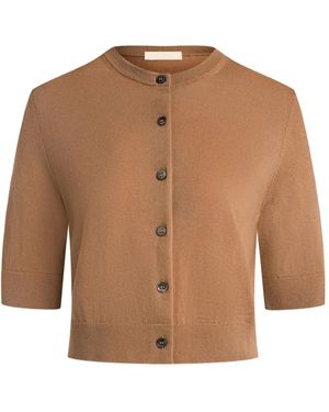 12 STOREEZ Cardigan Crop Jasmin À Manches Courtes - Marron